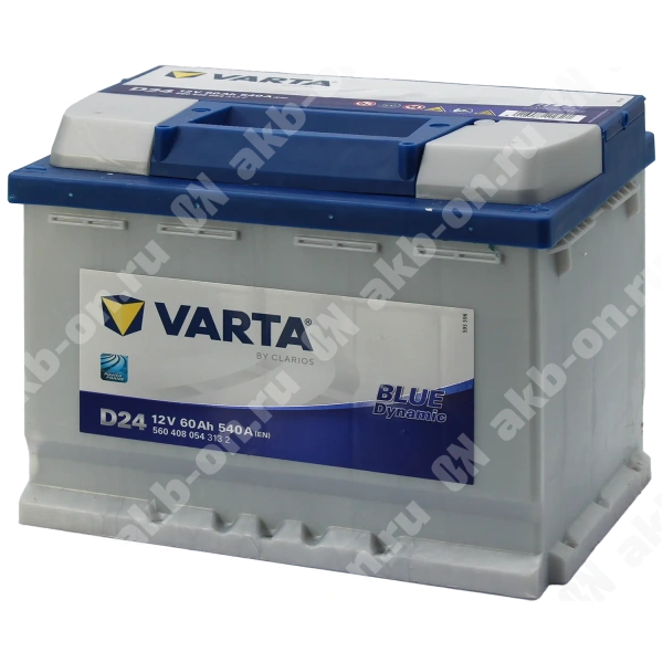 Аккумулятор автомобильный 12В 60Ач Varta Bue Dynamic D24 обратной полярности
