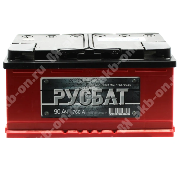 Аккумулятор автомобильный 12В 90Ач РусБат прямой полярности