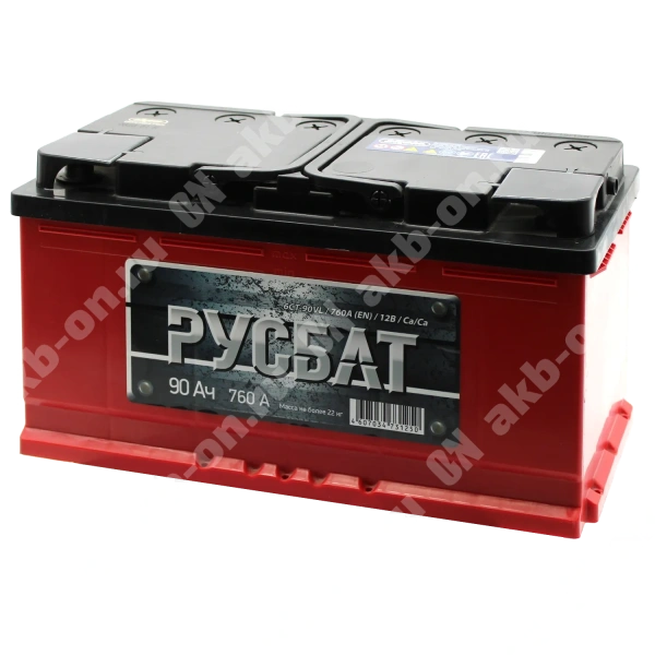 Аккумулятор автомобильный 12В 90Ач РусБат прямой полярности