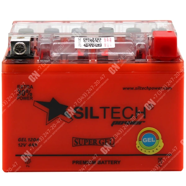 Аккумулятор мотоциклетный 12В 4 SILTECH GEL обратной полярности YTX4L-BS