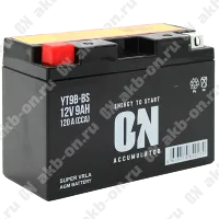 Аккумулятор мотоциклетный 12В 9Ач ON AGM прямой полярности YT9B-BS