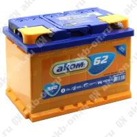 Аккумулятор автомобильный 12В 62Ач АКОМ обратной полярности 