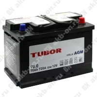 Аккумулятор автомобильный 12В 70Ач TUBOR AGM обратной полярности 