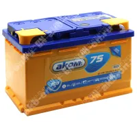 Аккумулятор автомобильный 12В 75Ач АКОМ обратной полярности 