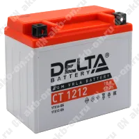 Аккумулятор мотоциклетный 12В 12Ач Delta CT AGM  прямой полярности YTX12-BS