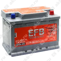 Аккумулятор автомобильный 12В 60Ач TUBOR EFB обратной полярности 