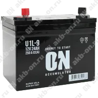 Аккумулятор мотоциклетный 12В 24Ач ON AGM прямой полярности U1L-9