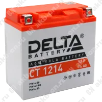 Аккумулятор мотоциклетный 12В 14Ач Delta CT AGM  прямой полярности YTX14-BS