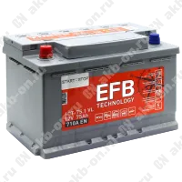 Аккумулятор автомобильный 12В 75Ач TUBOR EFB прямой полярности