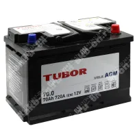 Аккумулятор автомобильный 12В 70Ач TUBOR AGM обратной полярности 