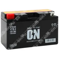 Аккумулятор мотоциклетный 12В 7Ач ON AGM прямой полярности YT7B-BS