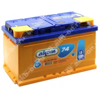 Аккумулятор автомобильный 12В 74Ач АКОМ обратной полярности  низ.