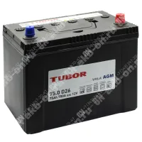 Аккумулятор автомобильный 12В 75Ач TUBOR Asia AGM обратной полярности 