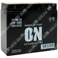 Аккумулятор мотоциклетный 12В 19Ач ON AGM обратной полярности YT19BL-BS