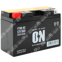 Аккумулятор мотоциклетный 12В 9Ач ON AGM прямой полярности YT9B-BS