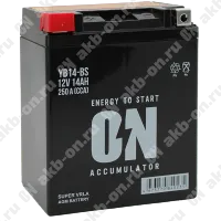 Аккумулятор мотоциклетный 12В 14Ач ON AGM прямой полярности YB14-BS